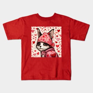 Cute valentines day cat gift ideas hearts gift ideas Kids T-Shirt